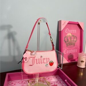 Juicy Couture Pink Mini Shoulder Bag with Strawberry Patch